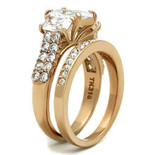 Load image into Gallery viewer, Womens Rose Gold Ring Anillo Para Mujer Stainless Steel Ring with AAA Grade CZ in Clear Lugo - Jewelry Store by Erik Rayo

