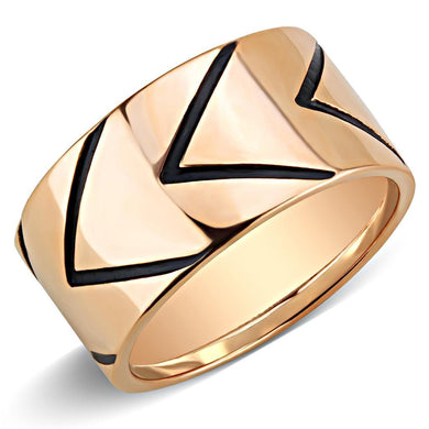 Womens Rose Gold Ring Anillo Para Mujer Stainless Steel Ring with Epoxy in Jet Abruzzi - Jewelry Store by Erik Rayo