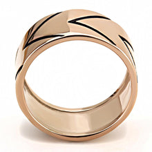 Load image into Gallery viewer, Womens Rose Gold Ring Anillo Para Mujer y Ninos Unisex Kids Stainless Steel Ring with Epoxy in Jet Abruzzi - Jewelry Store by Erik Rayo
