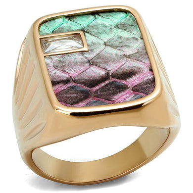Womens Rose Gold Ring Anillo Para Mujer Stainless Steel Ring with Leather in Multi Color Avellino - Jewelry Store by Erik Rayo