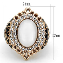 Load image into Gallery viewer, Womens Rose Gold Ring Anillo Para Mujer Stainless Steel Ring with Synthetic Cat Eye in White Rieti - Jewelry Store by Erik Rayo
