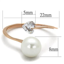 Load image into Gallery viewer, Womens Rose Gold Ring Anillo Para Mujer Stainless Steel Ring with Synthetic Pearl in White Sarno - Jewelry Store by Erik Rayo
