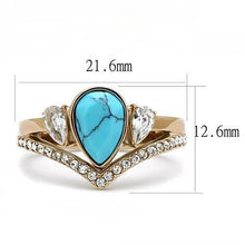 Load image into Gallery viewer, Rose Gold Rings for Women Anillo Para Mujer Stainless Steel Ring with Synthetic Turquoise in Sea Blue Ortona - Jewelry Store by Erik Rayo
