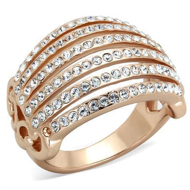 Womens Rose Gold Ring Anillo Para Mujer Stainless Steel Ring with Top Grade Crystal in Clear Argenta - Jewelry Store by Erik Rayo