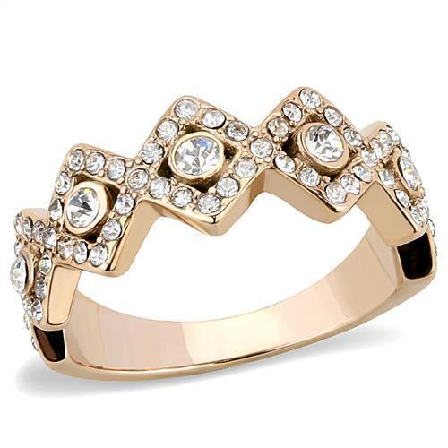 Womens Rose Gold Ring Anillo Para Mujer y Ninos Unisex Kids Stainless Steel Ring with Top Grade Crystal in Clear Avezzano - ErikRayo.com