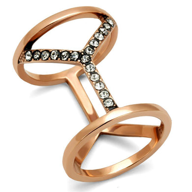 Womens Rose Gold Ring Anillo Para Mujer y Ninos Unisex Kids Stainless Steel Ring with Top Grade Crystal in Clear Calabria - Jewelry Store by Erik Rayo