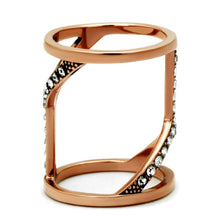 Load image into Gallery viewer, Womens Rose Gold Ring Anillo Para Mujer y Ninos Unisex Kids Stainless Steel Ring with Top Grade Crystal in Clear Calabria - ErikRayo.com
