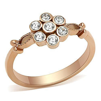 Womens Rose Gold Ring Anillo Para Mujer Stainless Steel Ring with Top Grade Crystal in Clear Marino - Jewelry Store by Erik Rayo