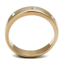 Load image into Gallery viewer, Womens Rose Gold Ring Anillo Para Mujer y Ninos Unisex Kids Stainless Steel Ring with Top Grade Crystal in Clear Melfi - Jewelry Store by Erik Rayo

