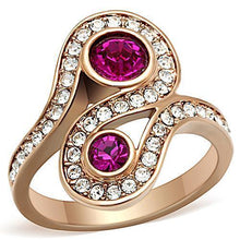 Load image into Gallery viewer, Womens Rose Gold Ring Anillo Para Mujer Stainless Steel Ring with Top Grade Crystal in Fuchsia Formia - Jewelry Store by Erik Rayo
