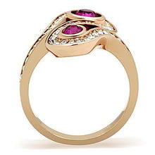 Load image into Gallery viewer, Womens Rose Gold Ring Anillo Para Mujer Stainless Steel Ring with Top Grade Crystal in Fuchsia Formia - Jewelry Store by Erik Rayo
