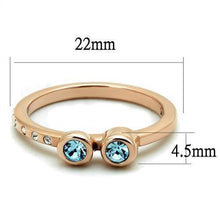Load image into Gallery viewer, Rose Gold Rings for Women Anillo Para Mujer Stainless Steel Ring with Top Grade Crystal in Sea Blue Amalfi - Jewelry Store by Erik Rayo
