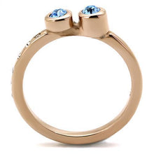 Load image into Gallery viewer, Rose Gold Rings for Women Anillo Para Mujer Stainless Steel Ring with Top Grade Crystal in Sea Blue Amalfi - Jewelry Store by Erik Rayo
