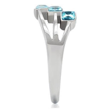 Load image into Gallery viewer, Womens Silver Aquamarine Ring Anillo Para Mujer y Ninos Unisex Kids 316L Stainless Steel Ring in Sea Blue Molfetta - Jewelry Store by Erik Rayo
