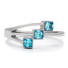 Load image into Gallery viewer, Womens Silver Aquamarine Ring Anillo Para Mujer Stainless Steel Ring in Sea Blue Molfetta - Jewelry Store by Erik Rayo
