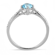 Load image into Gallery viewer, Womens Silver Aquamarine Ring Round Sea Aqua Blue Topaz CZ Accents Stainless Steel Wedding Promise Ring Anillo Para Mujer - Jewelry Store by Erik Rayo
