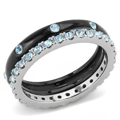 Womens Silver B Adelaidelack Ring Anillo Para Mujer y Ninos Girls 316L Stainless Steel Ring with Top Grade Crystal in Sea Blue - Jewelry Store by Erik Rayo