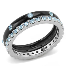 Load image into Gallery viewer, Womens Silver B Adelaidelack Ring Anillo Para Mujer y Ninos Girls Stainless Steel Ring with Top Grade Crystal in Sea Blue - Jewelry Store by Erik Rayo
