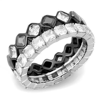 Womens Silver Black Ring Anillo Para Mujer y Ninos Girls 316L Stainless Steel Ring with AAA Grade CZ in Black Diamond Abarrene - Jewelry Store by Erik Rayo