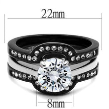 Load image into Gallery viewer, Womens Silver Black Ring Anillo Para Mujer y Ninos Girls 316L Stainless Steel Ring with AAA Grade CZ in Clear Aaliyah - Jewelry Store by Erik Rayo
