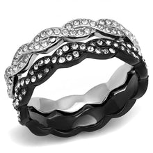 Load image into Gallery viewer, Womens Silver Black Ring Anillo Para Mujer y Ninos Girls Stainless Steel Ring with Top Grade Crystal in Clear Belicia - ErikRayo.com
