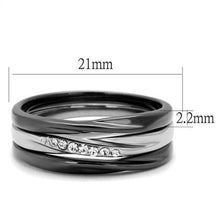 Load image into Gallery viewer, Womens Silver Black Ring Anillo Para Mujer Stainless Steel Ring with Top Grade Crystal in Clear Ina - Jewelry Store by Erik Rayo
