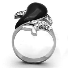 Load image into Gallery viewer, Womens Silver Dolphin Ring Black Anillo Para Mujer y Ninos Kids 316L Stainless Steel Ring with Glass in Emerald - Jewelry Store by Erik Rayo
