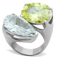 Load image into Gallery viewer, Womens Silver Ring High polished (no plating) 316L Stainless Steel Ring with AAA Grade CZ in Apple Green color TK1424 - Jewelry Store by Erik Rayo
