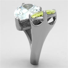 Load image into Gallery viewer, Womens Silver Ring High polished (no plating) 316L Stainless Steel Ring with AAA Grade CZ in Apple Green color TK1424 - Jewelry Store by Erik Rayo
