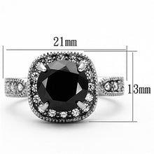 Load image into Gallery viewer, Womens Silver Ring High polished (no plating) 316L Stainless Steel Ring with AAA Grade CZ in Black Diamond TK1322 - Jewelry Store by Erik Rayo
