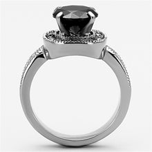 Load image into Gallery viewer, Womens Silver Ring High polished (no plating) 316L Stainless Steel Ring with AAA Grade CZ in Black Diamond TK1322 - Jewelry Store by Erik Rayo
