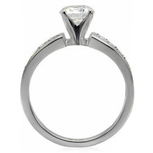 Load image into Gallery viewer, Womens Silver Ring High polished (no plating) 316L Stainless Steel Ring with AAA Grade CZ in Clear TK068 - Jewelry Store by Erik Rayo
