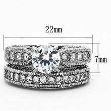Load image into Gallery viewer, Womens Silver Ring High polished (no plating) 316L Stainless Steel Ring with AAA Grade CZ in Clear TK1318 - Jewelry Store by Erik Rayo
