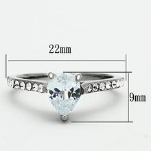 Load image into Gallery viewer, Womens Silver Ring High polished (no plating) 316L Stainless Steel Ring with AAA Grade CZ in Clear TK1337 - Jewelry Store by Erik Rayo
