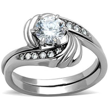 Load image into Gallery viewer, Womens Silver Ring High polished (no plating) 316L Stainless Steel Ring with AAA Grade CZ in Clear TK1429 - Jewelry Store by Erik Rayo
