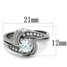 Load image into Gallery viewer, Womens Silver Ring High polished (no plating) 316L Stainless Steel Ring with AAA Grade CZ in Clear TK1429 - Jewelry Store by Erik Rayo
