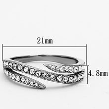 Load image into Gallery viewer, Womens Silver Ring High polished (no plating) 316L Stainless Steel Ring with Top Grade Crystal in Clear TK1338 - Jewelry Store by Erik Rayo
