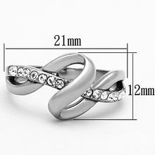 Load image into Gallery viewer, Womens Silver Ring High polished (no plating) 316L Stainless Steel Ring with Top Grade Crystal in Clear TK1341 - Jewelry Store by Erik Rayo
