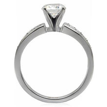 Load image into Gallery viewer, Silver Rings for Women High polished (no plating) Stainless Steel Ring with AAA Grade CZ in Clear TK068 - Jewelry Store by Erik Rayo
