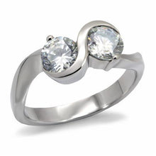 Load image into Gallery viewer, Silver Rings for Women High polished (no plating) Stainless Steel Ring with AAA Grade CZ in Clear TK072 - Jewelry Store by Erik Rayo
