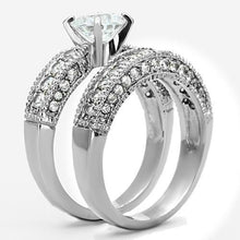 Load image into Gallery viewer, Silver Rings for Women High polished (no plating) Stainless Steel Ring with AAA Grade CZ in Clear TK1318 - Jewelry Store by Erik Rayo
