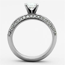Load image into Gallery viewer, Silver Rings for Women High polished (no plating) Stainless Steel Ring with AAA Grade CZ in Clear TK1320 - Jewelry Store by Erik Rayo

