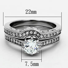 Load image into Gallery viewer, Womens Silver Ring High polished (no plating) Stainless Steel Ring with AAA Grade CZ in Clear TK1330 - Jewelry Store by Erik Rayo
