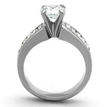 Load image into Gallery viewer, Silver Rings for Women High polished (no plating) Stainless Steel Ring with AAA Grade CZ in Clear TK1332 - Jewelry Store by Erik Rayo
