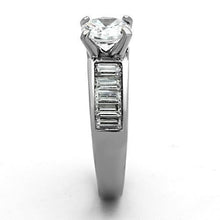Load image into Gallery viewer, Silver Rings for Women High polished (no plating) Stainless Steel Ring with AAA Grade CZ in Clear TK1332 - Jewelry Store by Erik Rayo

