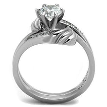 Load image into Gallery viewer, Silver Rings for Women High polished (no plating) Stainless Steel Ring with AAA Grade CZ in Clear TK1429 - Jewelry Store by Erik Rayo
