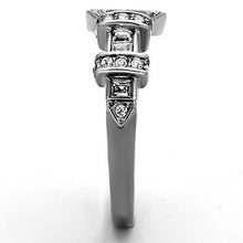 Load image into Gallery viewer, Womens Silver Ring High polished (no plating) Stainless Steel Ring with Top Grade Crystal in Clear TK1334 - Jewelry Store by Erik Rayo
