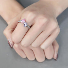 Load image into Gallery viewer, Womens Silver Ring Purple Pink Tear Drops Stainless Steel Ring with AAA Grade CZ in Multi Color - ErikRayo.com
