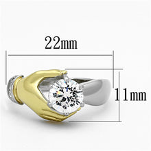 Load image into Gallery viewer, Womens Silver Ring Two-Tone IP Gold (Ion Plating) 316L Stainless Steel Ring with AAA Grade CZ in Clear TK1324 - Jewelry Store by Erik Rayo
