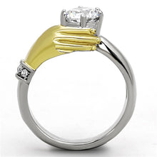 Load image into Gallery viewer, Womens Silver Ring Two-Tone IP Gold (Ion Plating) 316L Stainless Steel Ring with AAA Grade CZ in Clear TK1324 - Jewelry Store by Erik Rayo
